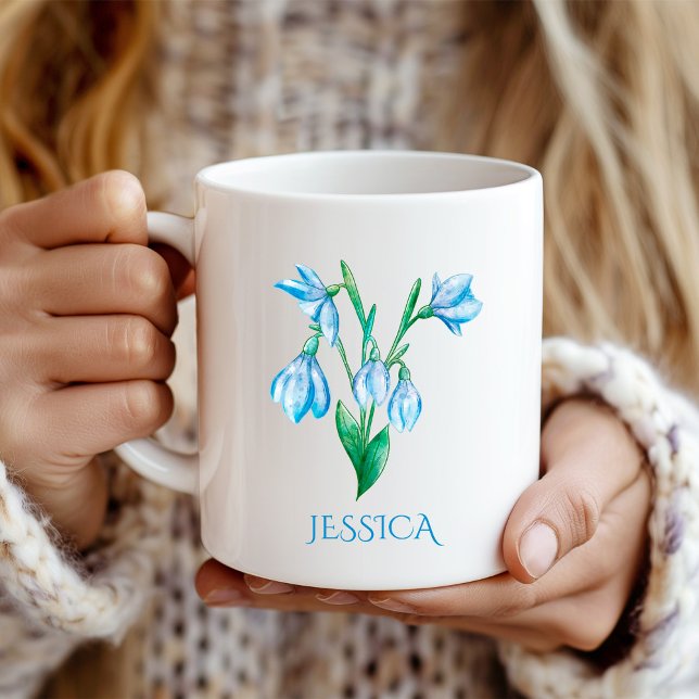 Januar Geburtsmonat Blume Blauer Schneefall Kaffeetasse (Von Creator hochgeladen)