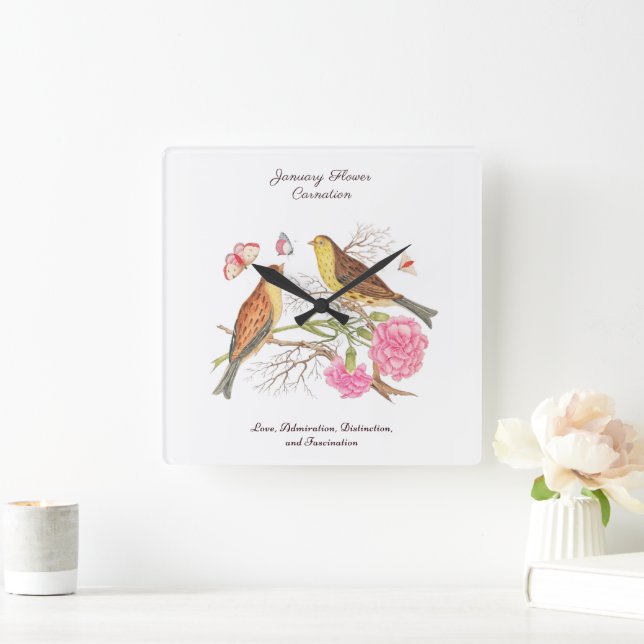 Januar Geburtsmonat Blume Geburtstagsgeschenk Quadratische Wanduhr (Zuhause)