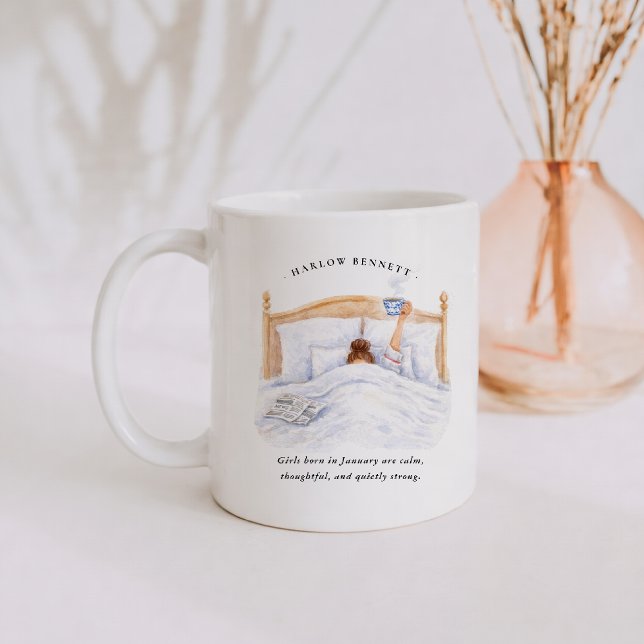 Januar-Geburtsmonat-Mädchen | Monogramm  Kaffeetasse (Von Creator hochgeladen)