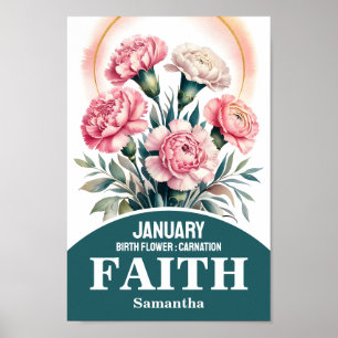 Januar-Geburtsmonats-Blumen-Christliche-Kinderzimm Poster