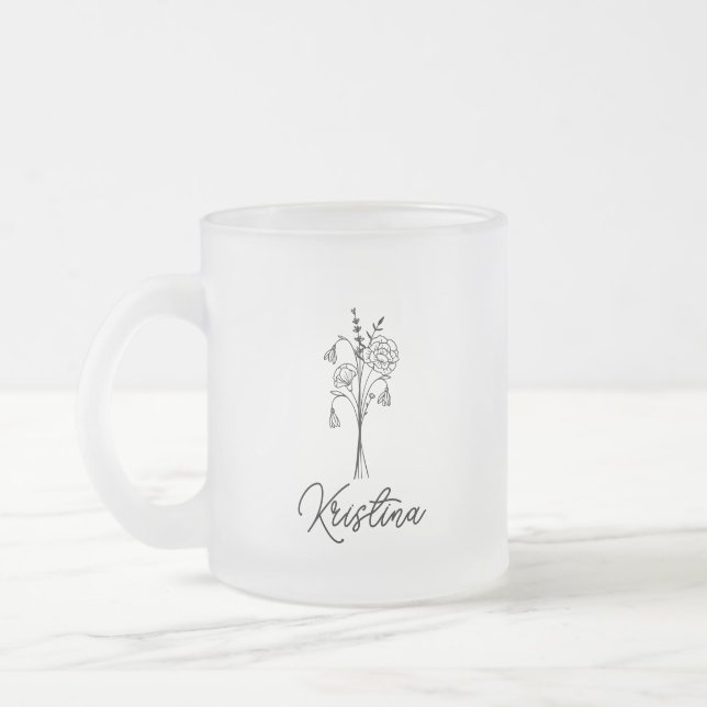 Januar Geburtsname Blume & elegante Skriptbezeichn Mattglastasse (Links)