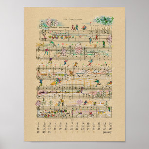 Januar Happy Notes Kalender 2022 Poster