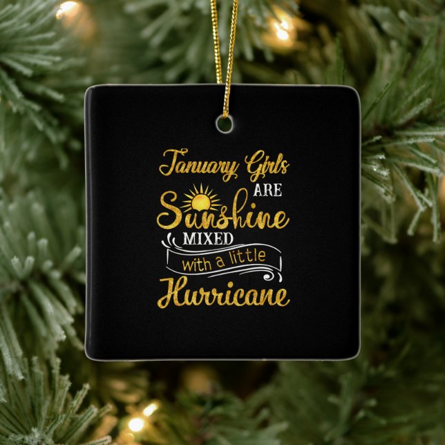 Januar Mädchen sind Sunshine Mixed Little Hurrican Keramikornament (Baum)