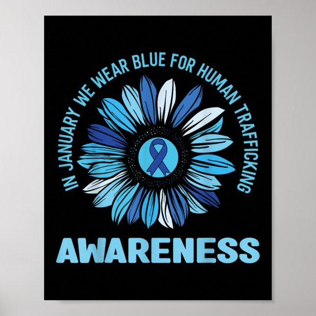 Januar mit blauer Schleife gegen Menschenhandel Poster (Vorne)