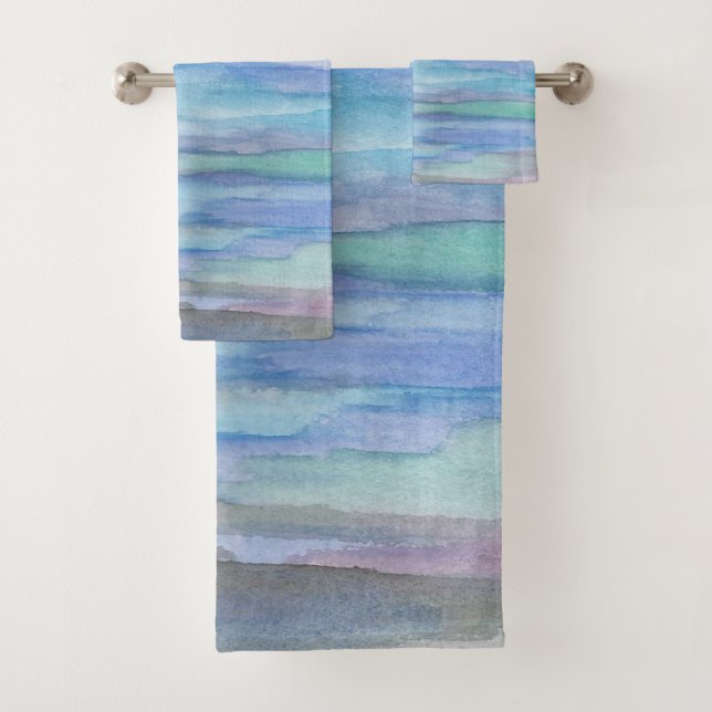 Januar Morning Blue Abstrakt Badhandtuch Set (Insitu)