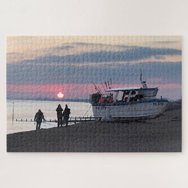 Januar Sonnenuntergang über Hythe Bay Kent Fischer (Horizontal)