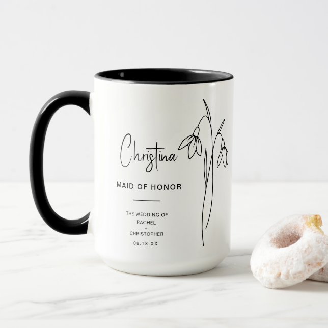 Januar-Trauzeugin | Schneeflop Blume Tasse (Mit Donut)