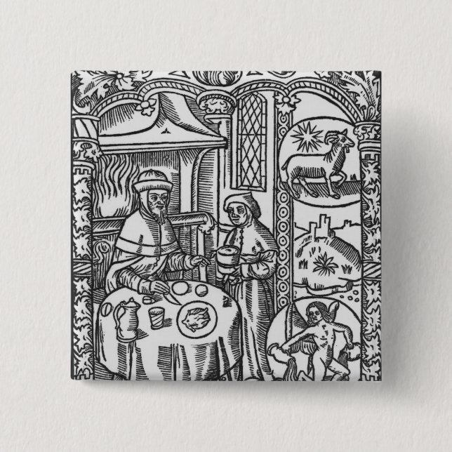 Januar, vom "Almanach DES Bergers", 1491 Button (Vorderseite)