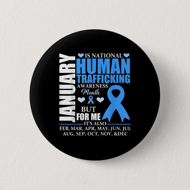 Januar Wir tragen Blue Ribbon Menschenhandel Krieg Button (Vorderseite)