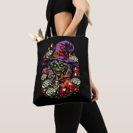 Januar-Zombie-Hexe mit Edelsteinen und Blumen Tasche