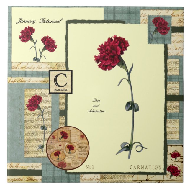 Januars Blume Fliese (Vorderseite)