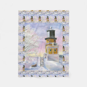 Januars Leuchtturm-aufgeteilter Felsen Fleecedecke