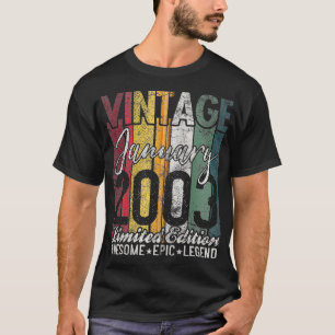 January 2003 19th Birthday Gift 19 Years Old Vinta T-Shirt