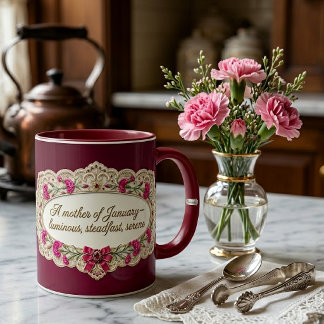 January Birth Month Flower Carnation Mother Quote  Tasse
