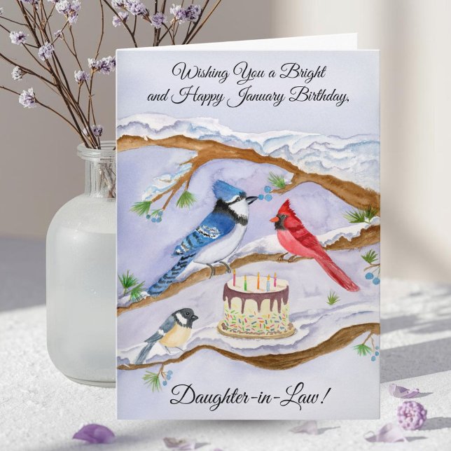 January Birthday Backyard Birds Daughter-in-Law Karte (Von Creator hochgeladen)