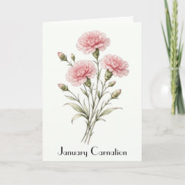 January Carnation Flowers Greeting Karte