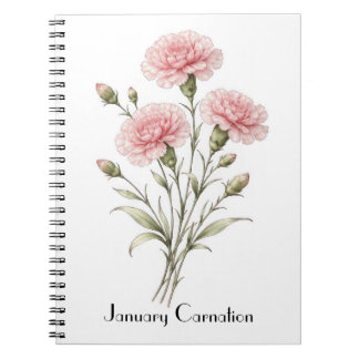 January Carnation Flowers  Notizblock