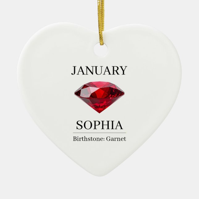 January Garnet Personalized Birthday Keramik Ornament (Vorne)