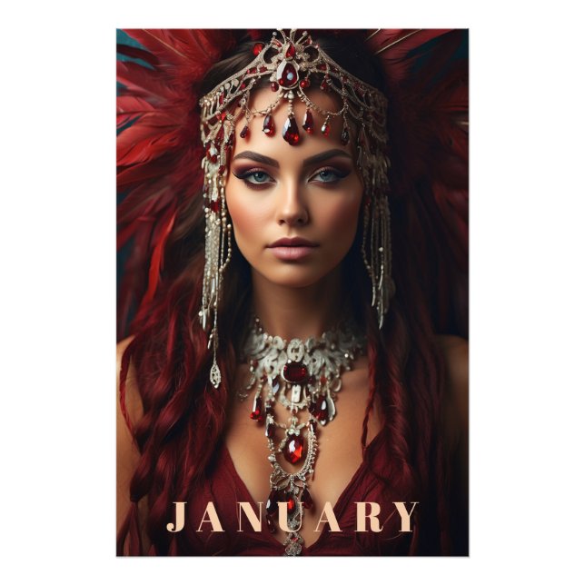 *~* JANUARY Headdress Boho GARNET AP53 Fotodruck (Vorne)
