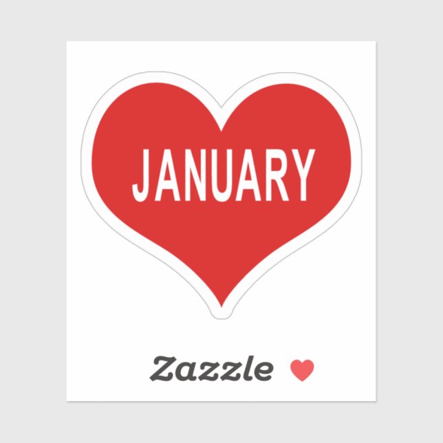 JANUARY Red Liebe Heart Vinyl Sticker (Blatt)