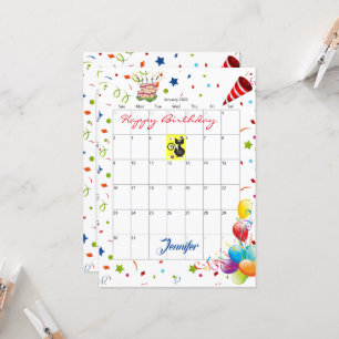 Janvier 2022 Calendrier Bonne Invitation Anniversa