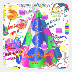 Janvier, 8 Stickers Anniversaires de enfants