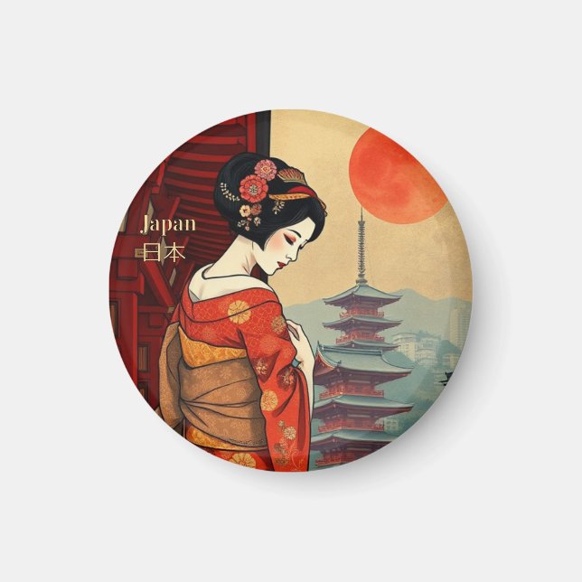 Japan 日 本 Meergeisha pagoda sun Magnet (Vorne)