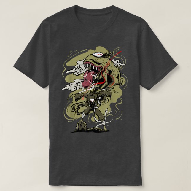 Japan Anime Oni Mask Kitsune Samurai Demon Yandere T-Shirt (Design vorne)