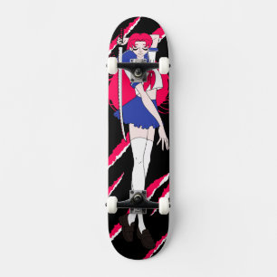 Japan Anime Pink Schoolgirl Scratched Skateboard