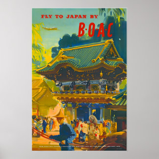 Japan Art Japanischer Druck BOAC Reiseposter Poster