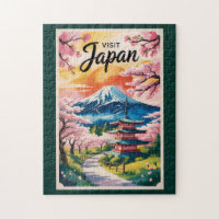 Japan Berg Fuji Illustration Reise Kunst Vintage