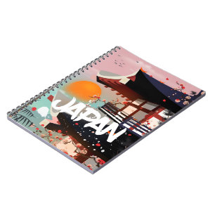 Japan Building Sonnenuntergang Poster Notizblock