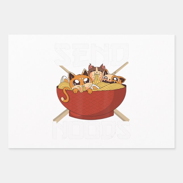 Japan Cat Japanisch Ramen Noodles Anime Send Noods Geschenkpapier Set (Vorderseite)