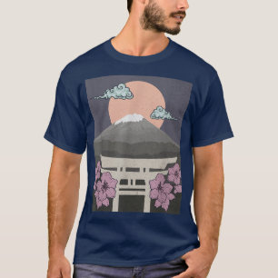 Japan Cherry Blossom Woodblock Japanese Art  T-Shirt