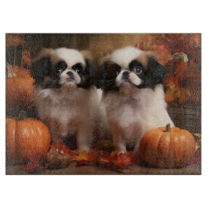 Japan-Chin-Hund Herbst Halloween Schneidebrett