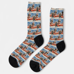 Japan-Chin-Hund im Schlitten Lass es schneien Weih Socken