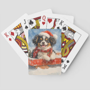 Japan-Chin-Hund im Schlitten Lass es schneien Weih Spielkarten