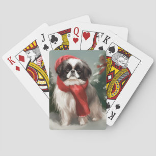 Japan-Chin-Hund im Schnee Weihnachten Spielkarten