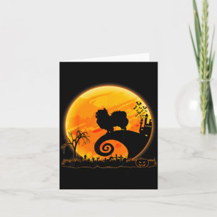Japan-Chin-Hund und Mond Lustiger Hund Halloween Karte