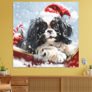 Japan-Chin-Hund Weihnachtsfest Leinwanddruck