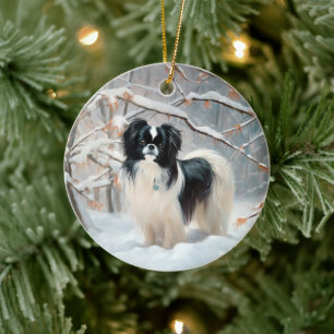 Japan-Chin Lass es schneien Weihnachten Keramik Ornament