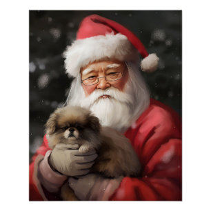 Japan-Chin mit Santa Claus Festive Weihnachten Poster