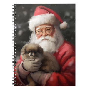 Japan-Chin mit Santa Claus Festliches Weihnachten Notizblock