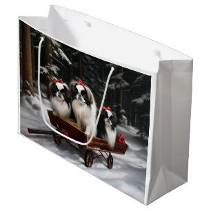 Japan-Chin Schneebedeckter Schlitten Weihnachtsdek Große Geschenktüte