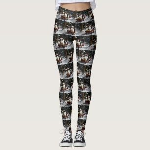 Japan-Chin Schneebedeckter Schlitten Weihnachtsdek Leggings