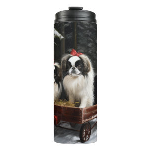 Japan-Chin Schneebedeckter Schlitten Weihnachtsdek Thermosbecher