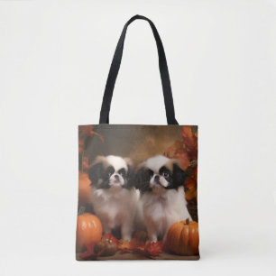 Japan-Chin-Welpe Herbstfreude Kürbis Tasche