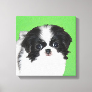 Japan-Chin-Welpenmalerei - Originale Hundekunst Leinwanddruck