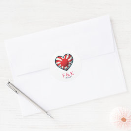 Japan Couple Heart Wedding Runder Aufkleber
