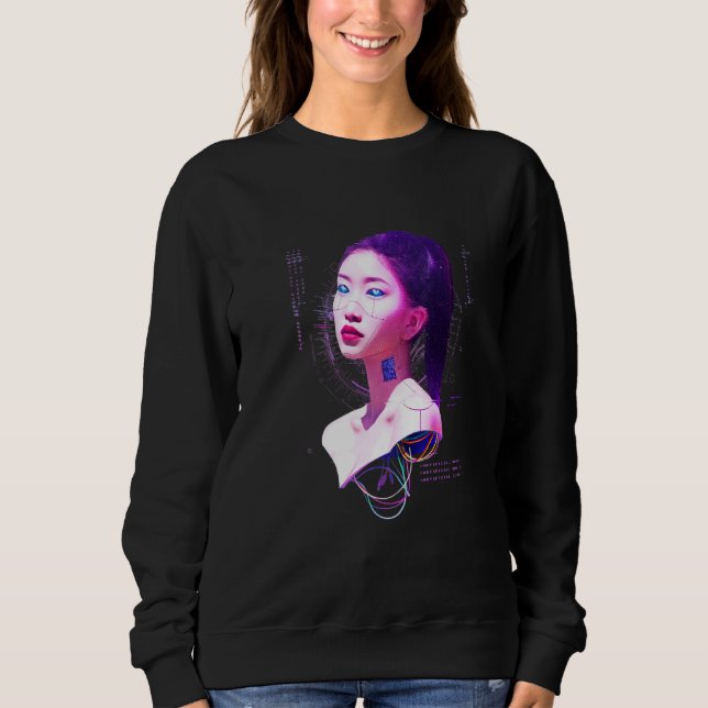 Japan Cyberpunk Vaporwave Ai Sci Fi Tokyo Aestheti Sweatshirt (Vorderseite)